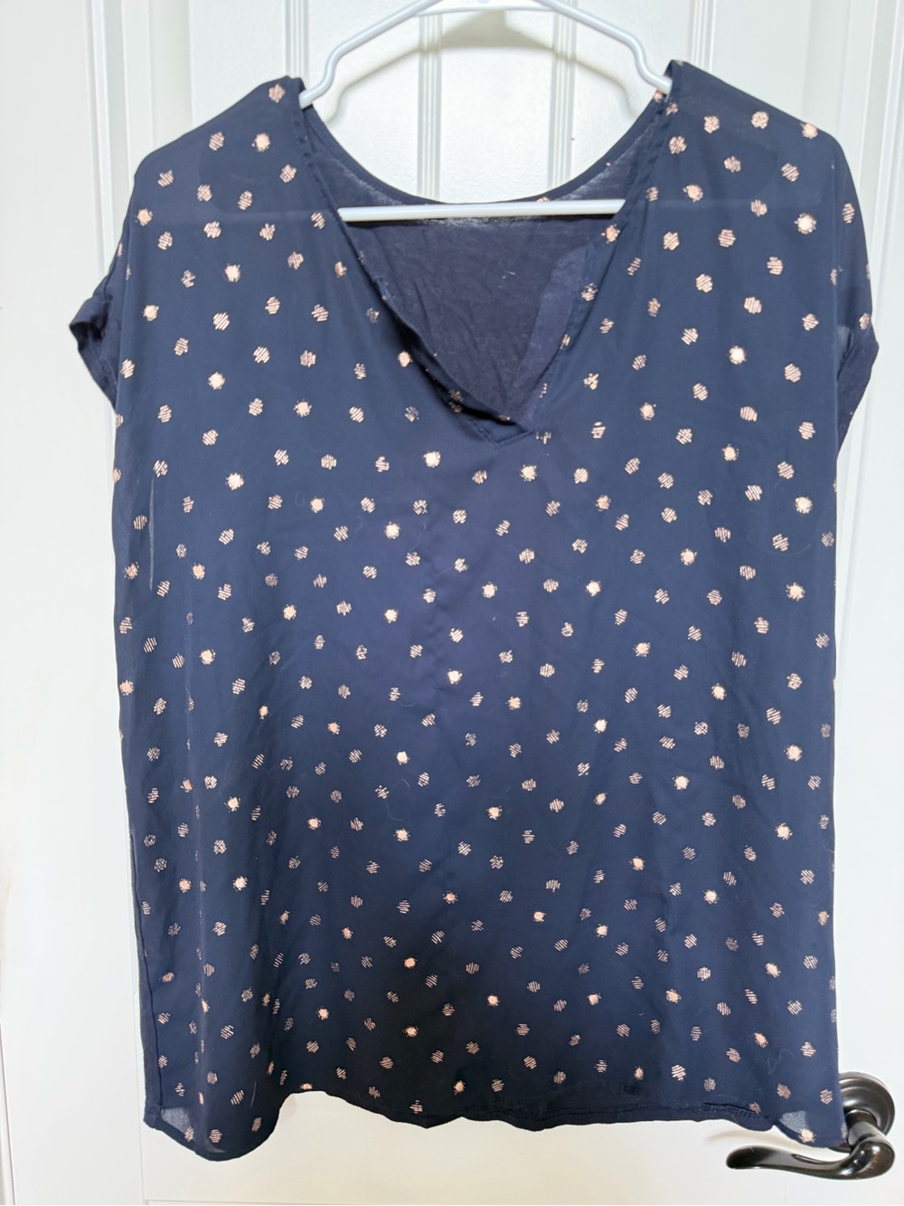 Papermoon Navy Top with Rose Gold Dot Print